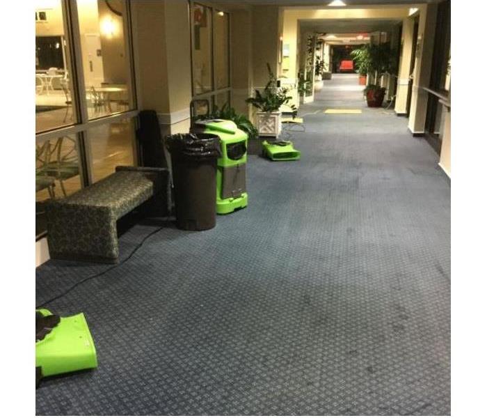 green drying equipment on wet carpet